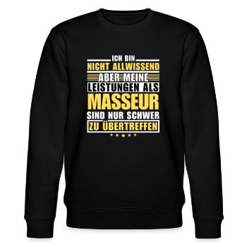 Unsurpassed performance as a massage therapist - Stanley/Stella CHANGER Unisex Organic Sweatshirt - black - Front - Nik (191cm) & Marisol (170cm)
