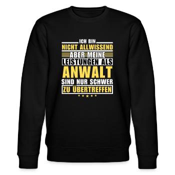 Unrivalled performance as a lawyer - Stanley/Stella CHANGER Unisex Organic Sweatshirt - black - Front - Nik (191cm) & Marisol (170cm)