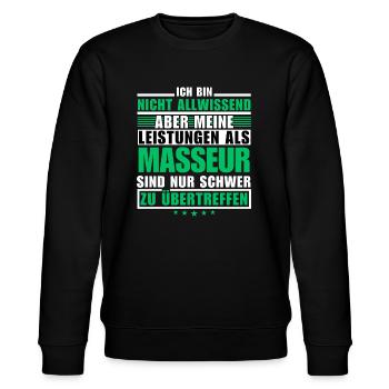Unsurpassed performance as a massage therapist - Stanley/Stella CHANGER Unisex Organic Sweatshirt - black - Front - Nik (191cm) & Marisol (170cm)