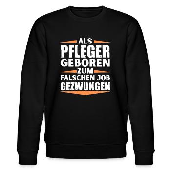 Pfleger im falschen Job gelandet - Stanley/Stella Unisex Bio-Sweatshirt CHANGER  - Schwarz - Vorne - Nik (191cm) & Marisol (170cm)