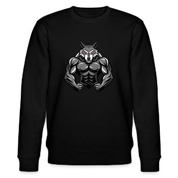 Wolf Muscles Bodybuilding - Stanley/Stella CHANGER Unisex Organic Sweatshirt - black - Front - Nik (191cm) & Marisol (170cm)