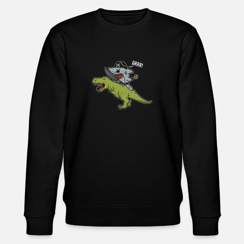 Hai reitet Dinosaurier - Stanley/Stella Unisex Bio-Sweatshirt CHANGER  - Schwarz