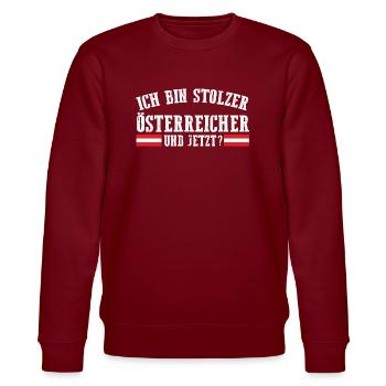 Austrians Austria - Stanley/Stella CHANGER Unisex Organic Sweatshirt - burgundy - Front - Nik (191cm) & Marisol (170cm)