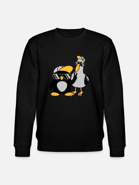Möwe Pinguin 2 Freunde - Stanley/Stella Unisex Bio-Sweatshirt CHANGER  - Schwarz