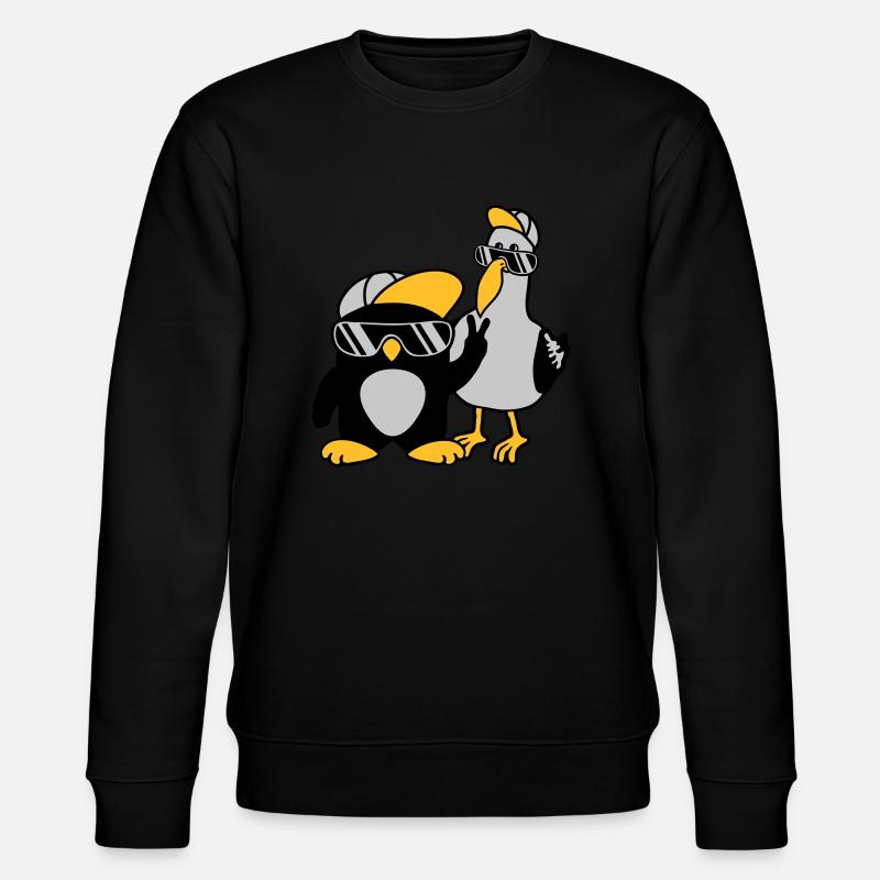 Seagull Penguin 2 Friends - Stanley/Stella CHANGER Unisex Organic Sweatshirt - black