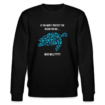 Unique blue plastic silhouette turtle graphic - Stanley/Stella CHANGER Unisex Organic Sweatshirt - black - Front - Nik (191cm) & Marisol (170cm)