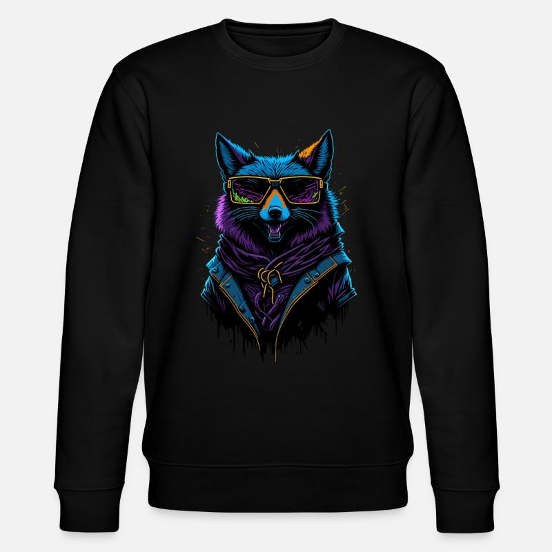 Cyberpunk Fox - Stanley/Stella Unisex Bio-Sweatshirt CHANGER  - Schwarz