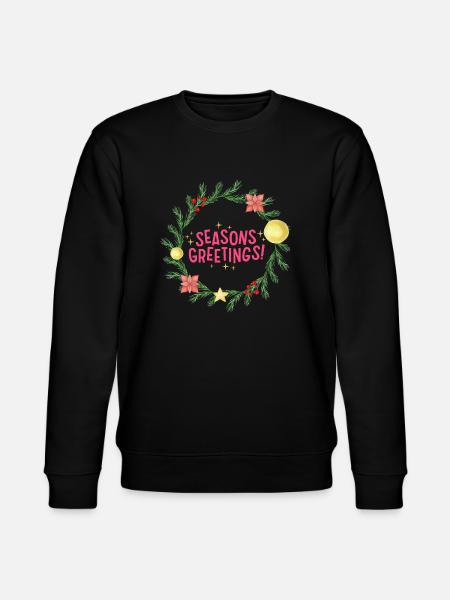 Seasons Greetings Christmas Wreath - Stanley/Stella CHANGER Unisex Organic Sweatshirt - black