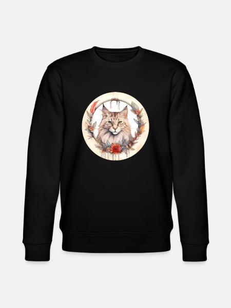 Norsk skovkat Boho-stil, elsker katte - Stanley/Stella økologisk unisex-sweatshirt CHANGER  - sort