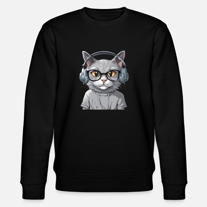 Grey Cat Web Developer - Stanley/Stella CHANGER Unisex Organic Sweatshirt - black