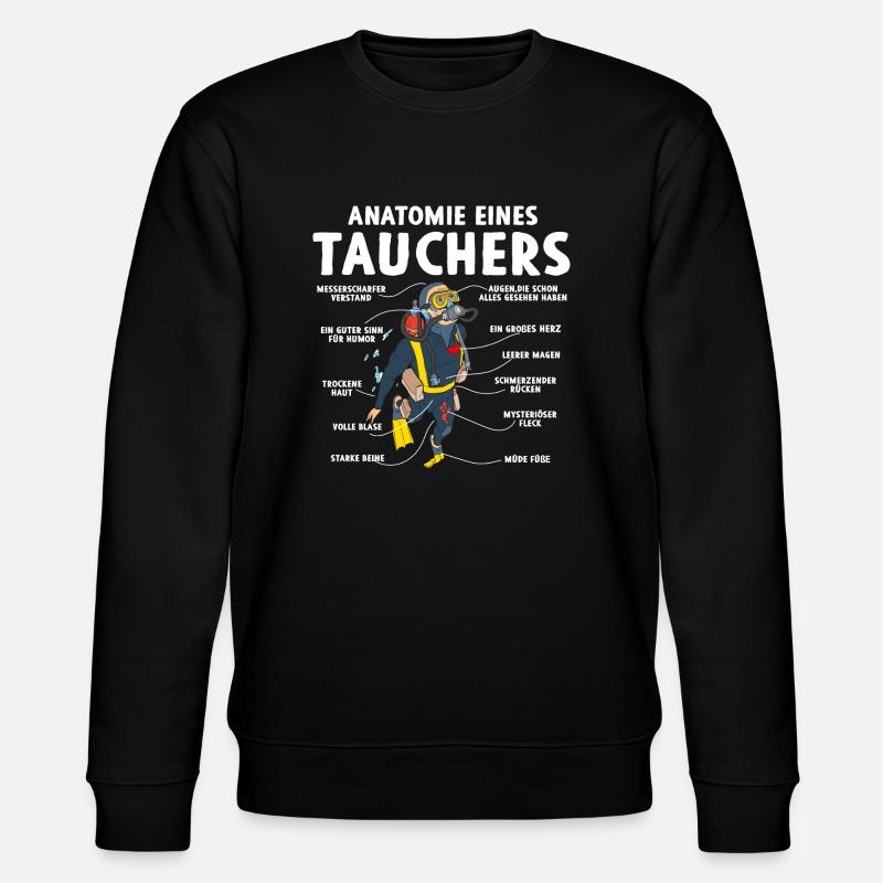 Anatomie eines Tauchers - Stanley/Stella Unisex Bio-Sweatshirt CHANGER  - Schwarz