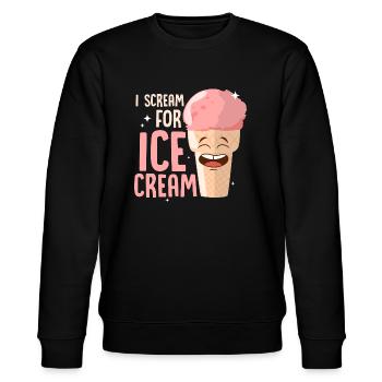 I Scream For Ice Cream Summer Scoop Cone - Stanley/Stella Unisex Bio-Sweatshirt CHANGER  - Schwarz - Vorne - Nik (191cm) & Marisol (170cm)