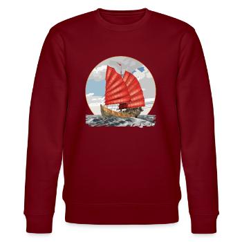 Ship - Stanley/Stella CHANGER Unisex Organic Sweatshirt - burgundy - Front - Nik (191cm) & Marisol (170cm)