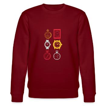 Watches - Stanley/Stella CHANGER Unisex Organic Sweatshirt - burgundy - Front - Nik (191cm) & Marisol (170cm)