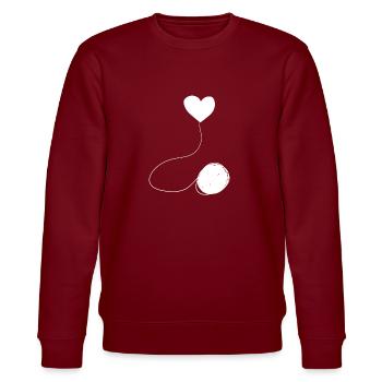 herz grau symbol wolle faden linie - Stanley/Stella Unisex Bio-Sweatshirt CHANGER  - Burgunderrot - Vorne - Nik (191cm) & Marisol (170cm)
