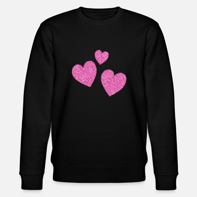 3 pinke glitzernde herzen herz - Stanley/Stella Unisex Bio-Sweatshirt CHANGER  - Schwarz