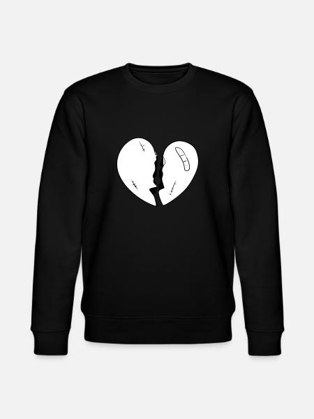 cartoon broken heart red - Stanley/Stella CHANGER Unisex Organic Sweatshirt - black