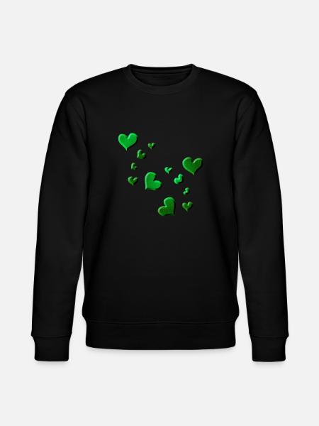 Heart pattern green symbol glitter - Stanley/Stella CHANGER Unisex Organic Sweatshirt - black