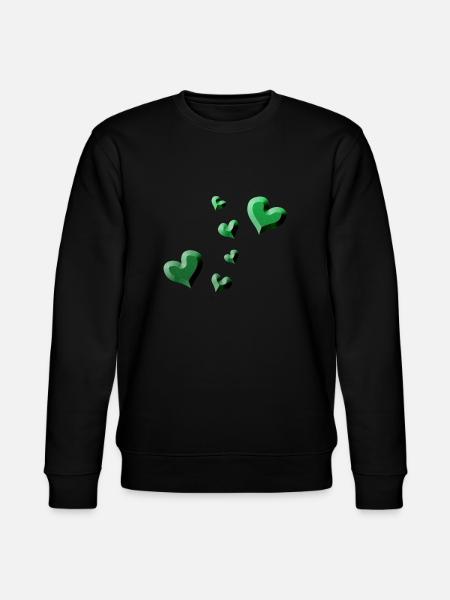 green heart pattern glitter - Stanley/Stella CHANGER Unisex Organic Sweatshirt - black