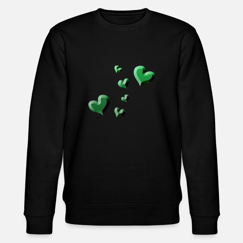 grüne herzen muster glitzer - Stanley/Stella Unisex Bio-Sweatshirt CHANGER  - Schwarz