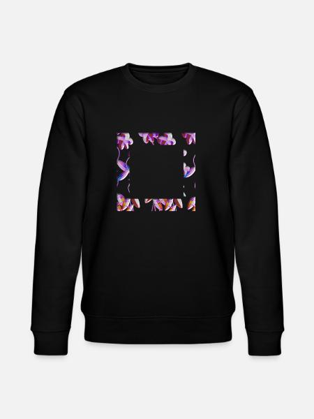 purple flowers glitter plant frame - Stanley/Stella CHANGER Unisex Organic Sweatshirt - black