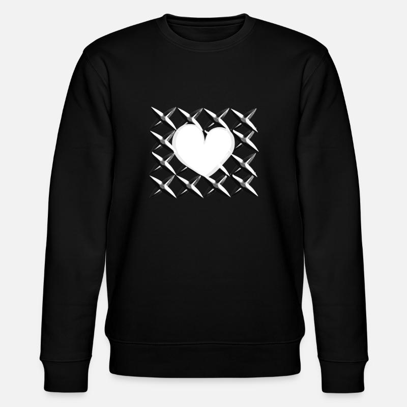 cross pattern heart - Stanley/Stella CHANGER Unisex Organic Sweatshirt - black