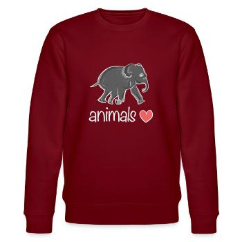 Tiere Herz Elefant Symbol - Stanley/Stella Unisex Bio-Sweatshirt CHANGER  - Burgunderrot - Vorne - Nik (191cm) & Marisol (170cm)