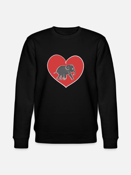 rotes Herz Tierliebe Elefant - Stanley/Stella Unisex Bio-Sweatshirt CHANGER  - Schwarz