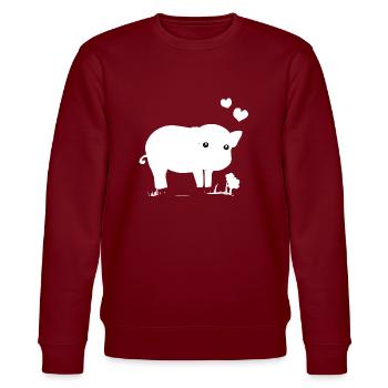 Cochon Coeur rose doux fleur - Sweat bio CHANGER Stanley/Stella Unisexe - bordeaux - Devant - Nik (191cm) & Marisol (170cm)