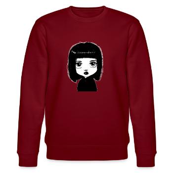 Mädchen Symbol Zeichnung cartoon kunst - Stanley/Stella Unisex Bio-Sweatshirt CHANGER  - Burgunderrot - Vorne - Nik (191cm) & Marisol (170cm)