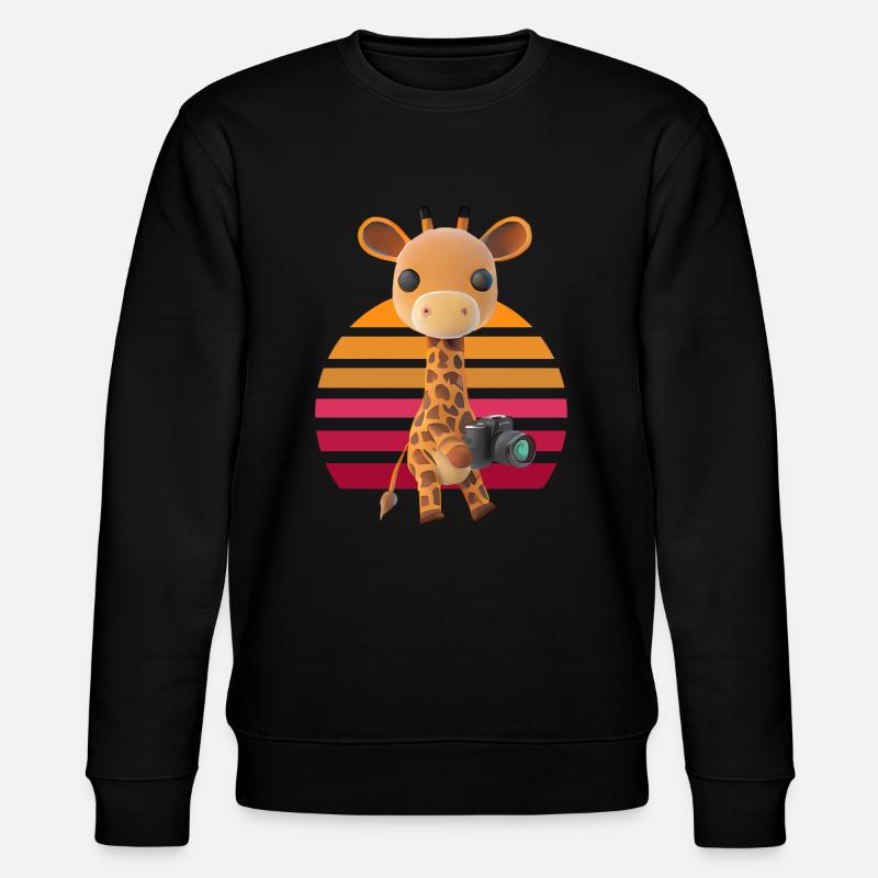 Fotografierende Safari Giraffe - Stanley/Stella Unisex Bio-Sweatshirt CHANGER  - Schwarz