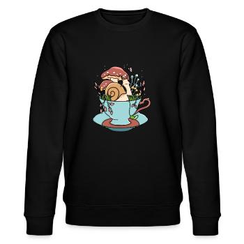 Snail Tea Cup - Stanley/Stella CHANGER Unisex Organic Sweatshirt - black - Front - Nik (191cm) & Marisol (170cm)