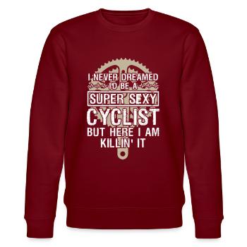 Cyclist Never Dreamed - Stanley/Stella Unisex Bio-Sweatshirt CHANGER  - Burgunderrot - Vorne - Nik (191cm) & Marisol (170cm)