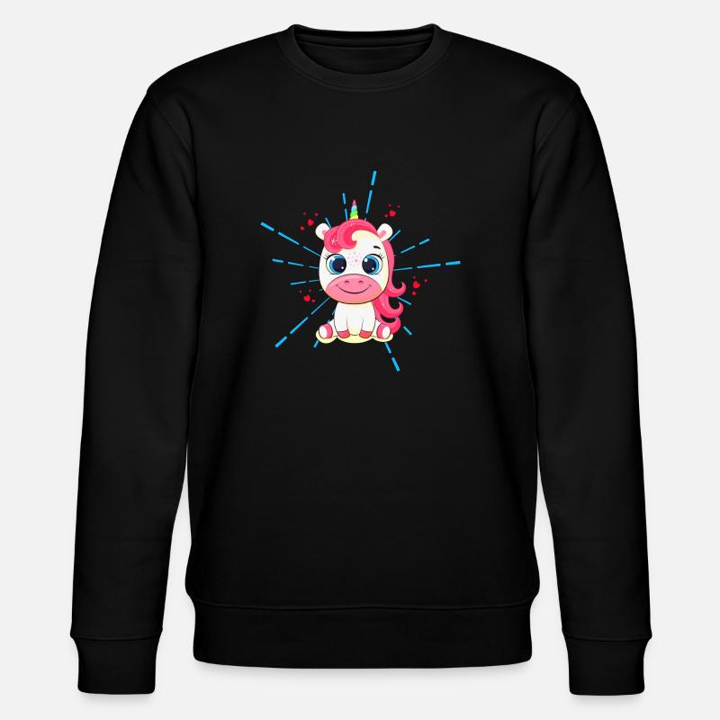 Einhorn rot - Stanley/Stella Unisex Bio-Sweatshirt CHANGER  - Schwarz