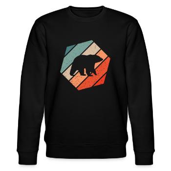 Ours Retro Style Vintage - Sweat bio CHANGER Stanley/Stella Unisexe - noir - Devant - Nik (191cm) & Marisol (170cm)