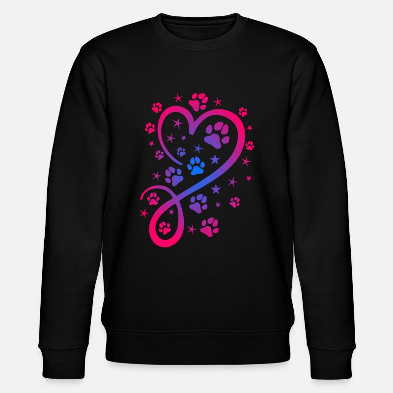 Herz mit Pfötchen und Sternen - Stanley/Stella Unisex Bio-Sweatshirt CHANGER  - Schwarz