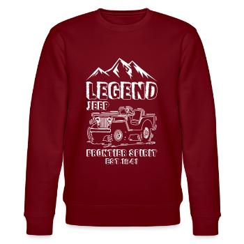 Legend Jeeps Frontier Spirit 1941 - Stanley/Stella CHANGER Unisex Organic Sweatshirt - burgundy - Front - Nik (191cm) & Marisol (170cm)
