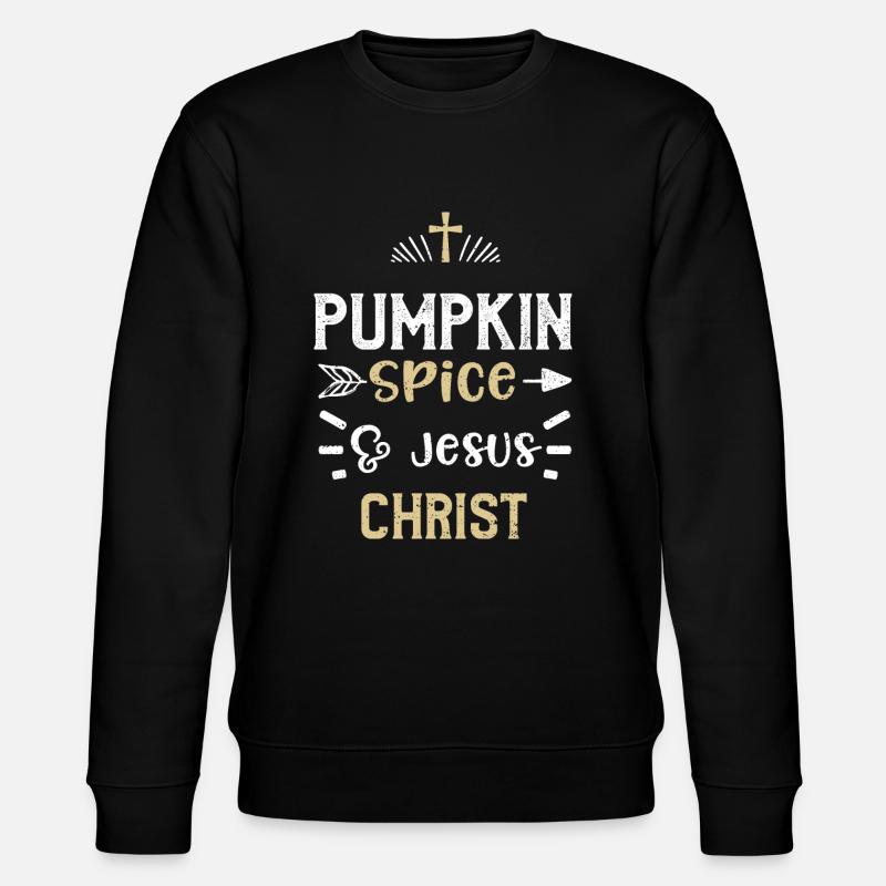 Pumpkin Spice & Jesus Christ - Stanley/Stella Unisex Bio-Sweatshirt CHANGER  - Schwarz