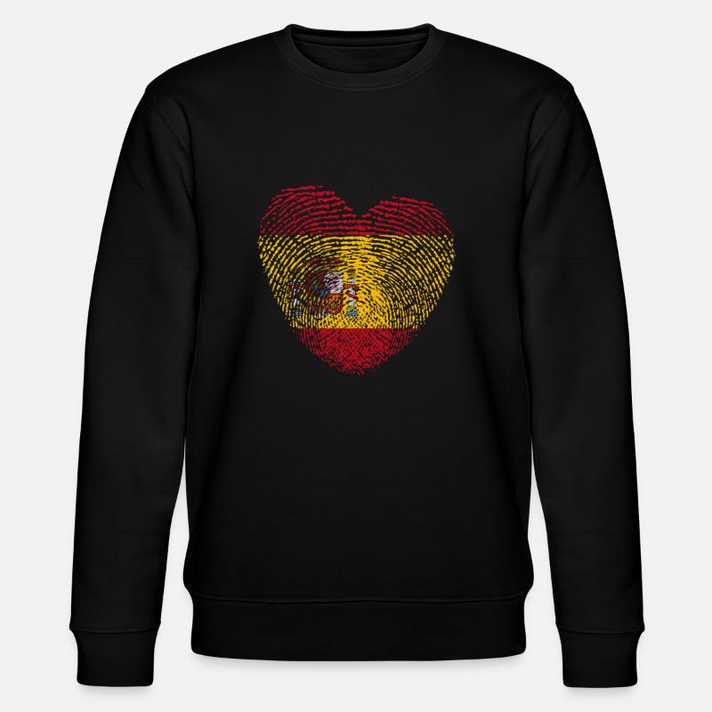 Spanien Flagge Fingerabdruck - Stanley/Stella Unisex Bio-Sweatshirt CHANGER  - Schwarz