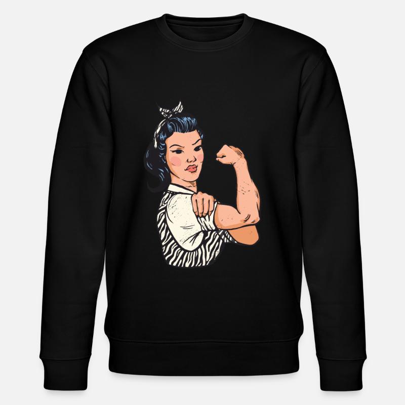 Starke Frau Flexing - Stanley/Stella Unisex Bio-Sweatshirt CHANGER  - Schwarz