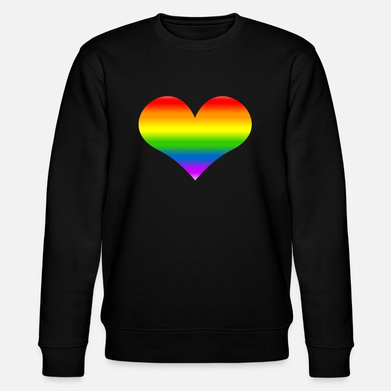 Regenbogen-Herz-Regenbogen - Stanley/Stella Unisex Bio-Sweatshirt CHANGER  - Schwarz