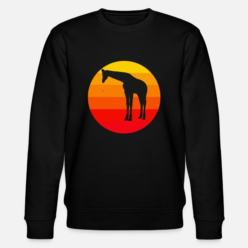 Retro Sonnenuntergang Giraffe - Stanley/Stella Unisex Bio-Sweatshirt CHANGER  - Schwarz