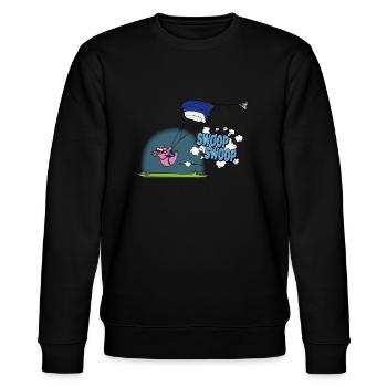 Swooping Poops - Stanley/Stella Unisex Bio-Sweatshirt CHANGER  - Schwarz - Vorne - Nik (191cm) & Marisol (170cm)