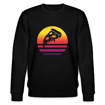 Pizza Stück Retro Style Vintage - Stanley/Stella Unisex Bio-Sweatshirt CHANGER  - Schwarz - Vorne - Nik (191cm) & Marisol (170cm)