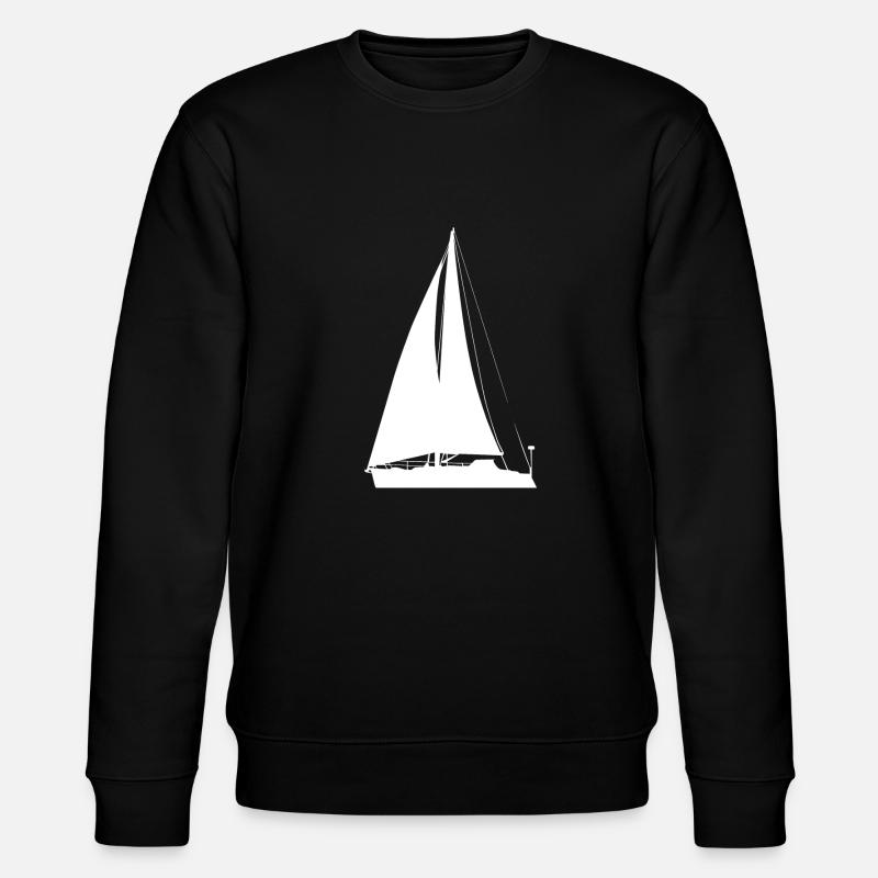 weißes Segelboot - Stanley/Stella Unisex Bio-Sweatshirt CHANGER  - Schwarz