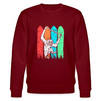 Affe Gibbon - Stanley/Stella Unisex Bio-Sweatshirt CHANGER  - Burgunderrot - Vorne - Nik (191cm) & Marisol (170cm)