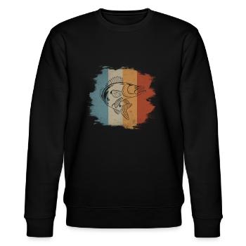 Angler T-Shirt - Zander - Raubfisch Angeln - Stanley/Stella Unisex Bio-Sweatshirt CHANGER  - Schwarz - Vorne - Nik (191cm) & Marisol (170cm)