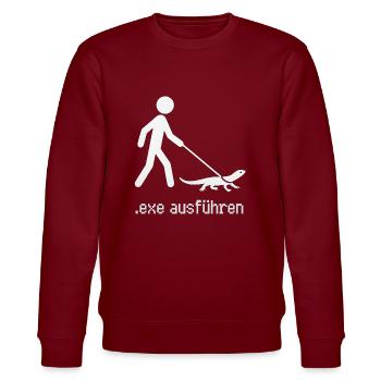 EXE ausführen Admin Informatiker Programmierer - Stanley/Stella Unisex Bio-Sweatshirt CHANGER  - Burgunderrot - Vorne - Nik (191cm) & Marisol (170cm)