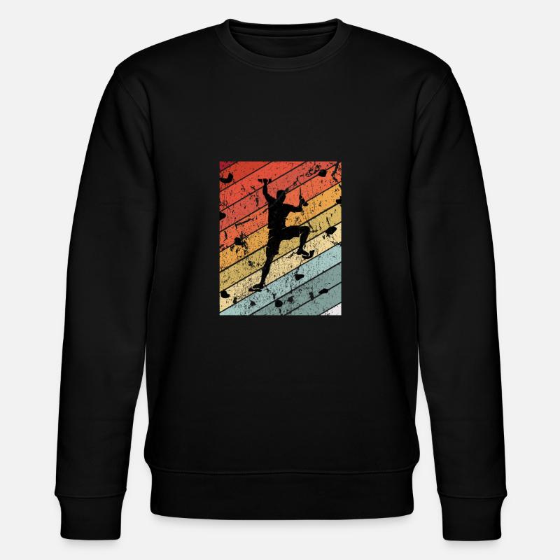 Retro Bouldering Gift - Stanley/Stella CHANGER Unisex Organic Sweatshirt - black