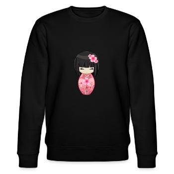 Cherry Blossom Geisha Japanese Kokeshi Doll - Stanley/Stella CHANGER Unisex Organic Sweatshirt - black - Front - Nik (191cm) & Marisol (170cm)